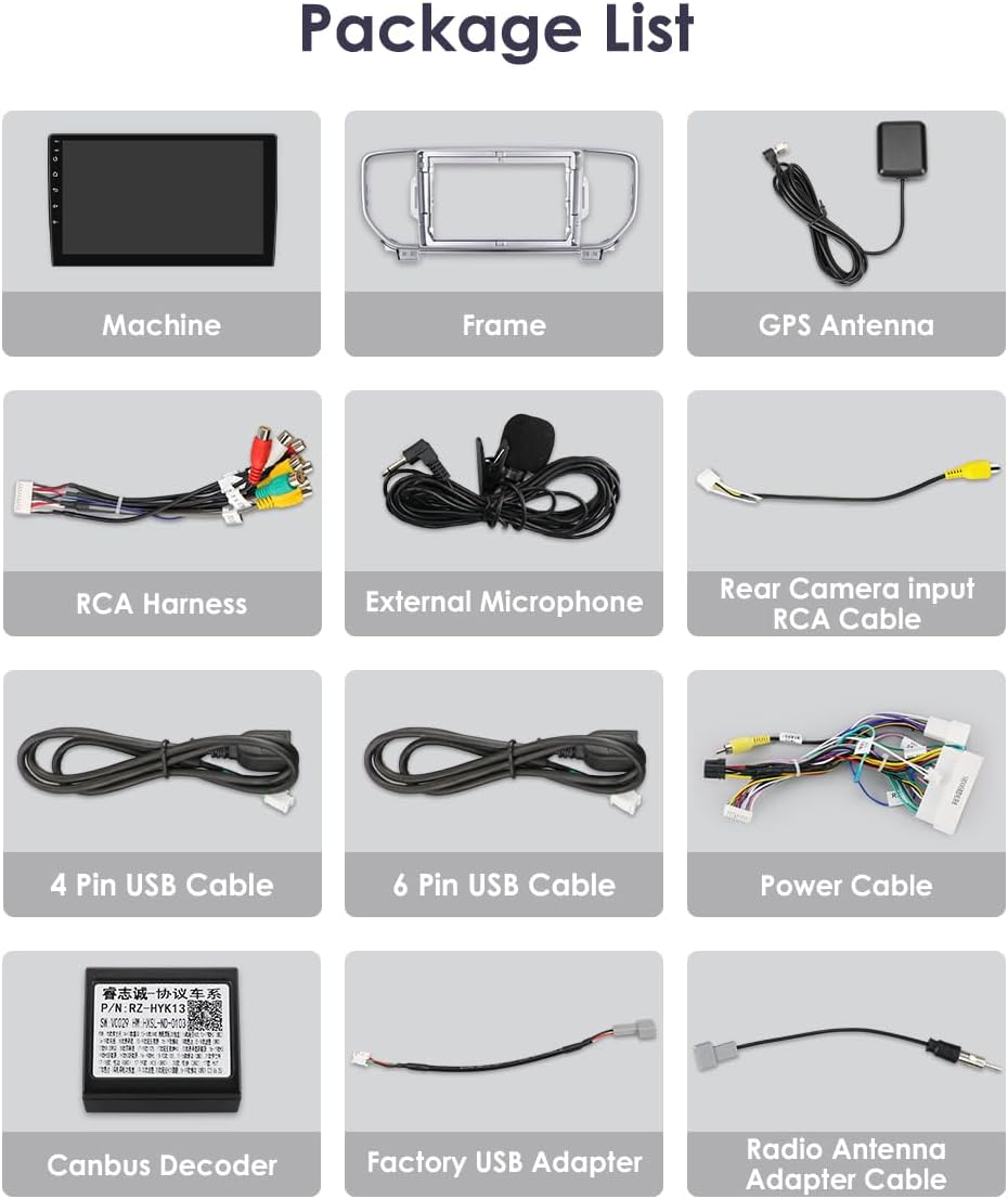 Autoradio Android CarPlay & Android Auto KIA Sportage 4 QL 2016-2018 écran tactile 9 pouces GPS