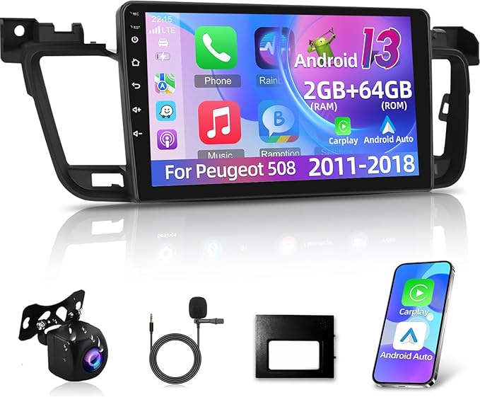 Autoradio Android CarPlay & Android Auto Peugeot 508 (2011-2018) – Écran 9" GPS, WiFi, DSP | YZ Detailing