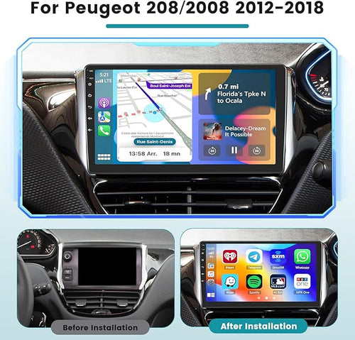 Autoradio Android CarPlay & Android Auto Peugeot 208 / 2008 (2012-2019) – Écran 9" GPS, WiFi, DSP | YZ Detailing