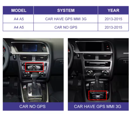 Autoradio Audi A4 B8 2013-2016 CarPlay sans fil caméra de recul
