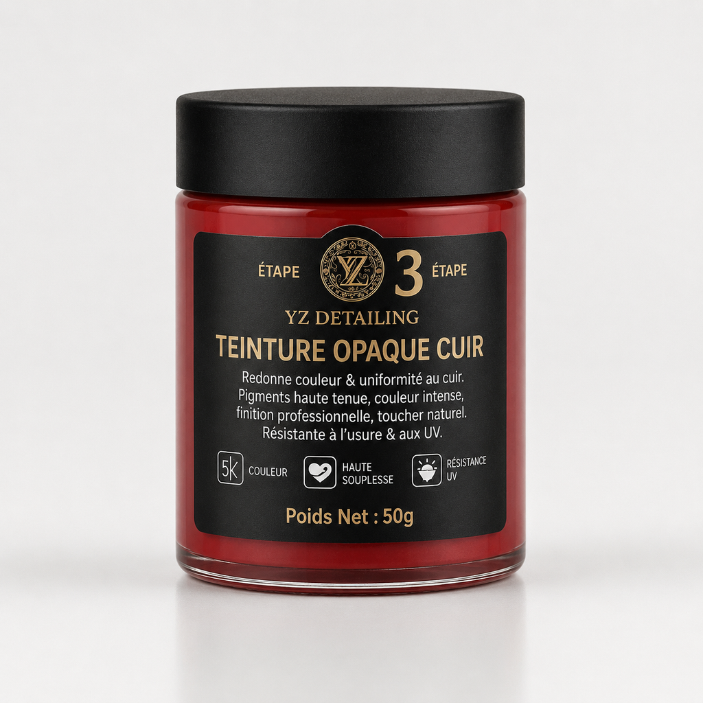 Teinture Opaque Cuir YZ Detailing Étape 3 - pot 50g recolorant 24 couleurs