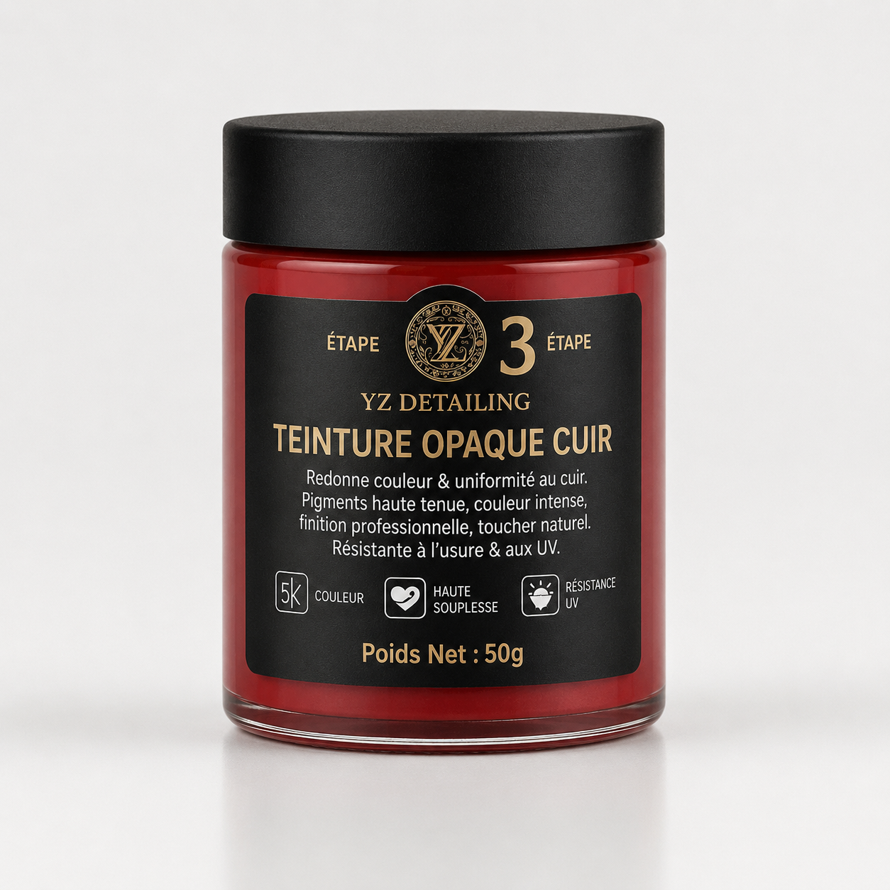 Teinture Opaque Cuir YZ Detailing Étape 3 - pot 50g recolorant 24 couleurs