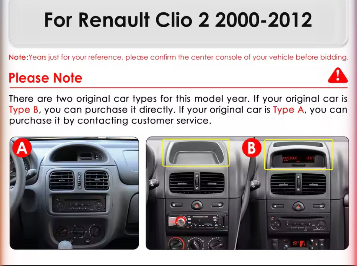 Illustration de plusieurs configurations de console Renault Clio 2