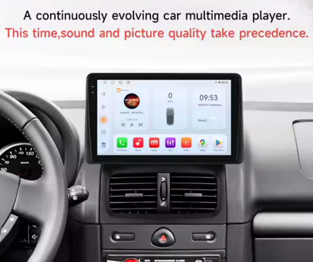 Écran multimédia installé au-dessus des aérateurs d’une Renault Clio