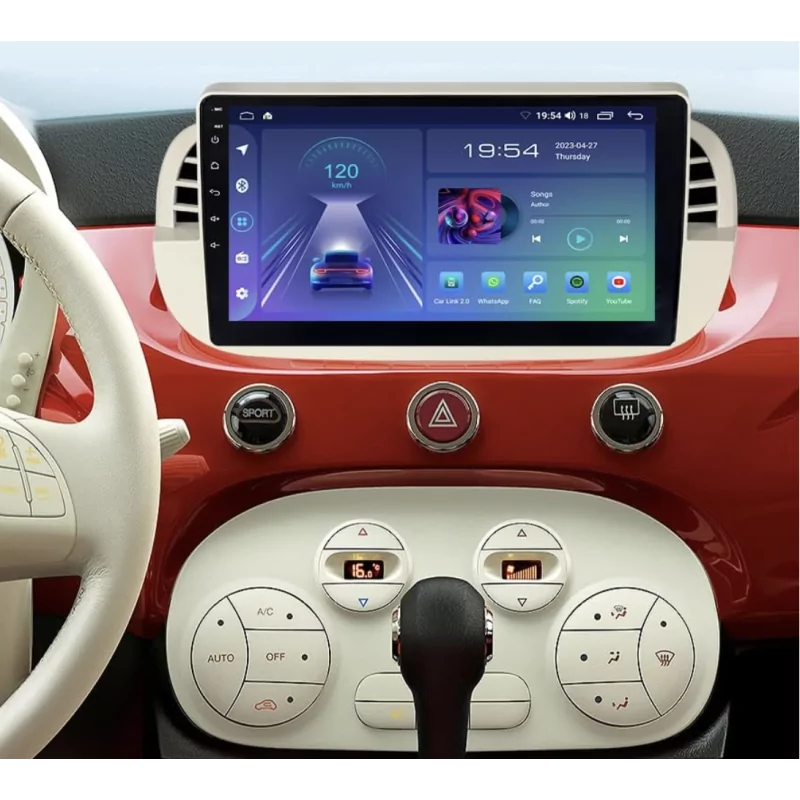 Autoradio Android CarPlay & Android Auto Fiat 500 (2007-2015) – Écran 9" GPS, WiFi, FM/RDS | YZ Detailing